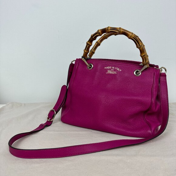 Gucci Pink Bamboo Shopper Leather Satchel - Picture 1 of 16